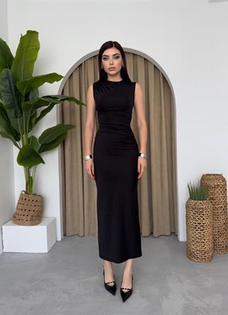 Sıfır Kollu Uzun Sandy Elbise
