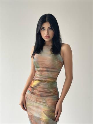 Streç Büzgülü Kadın Elbise