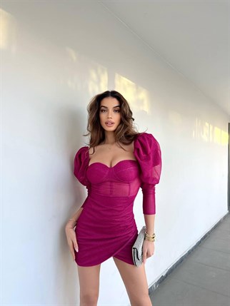 SİMLİ GLOPLU TÜL ELBİSE 