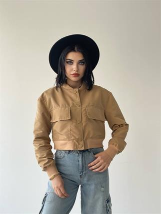 Solomon Bomber Crop Ceket Camel - Sarı