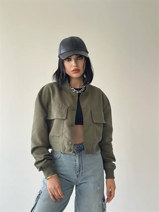 Solomon Bomber Crop Ceket - Yeşil