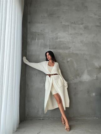 Stephenie İpek Kalın Hırka - Beyaz