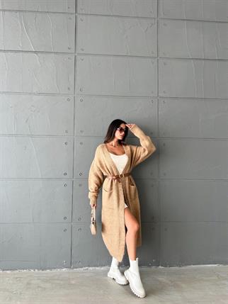 Stephenie İpek Kalın Hırka Camel - Sarı