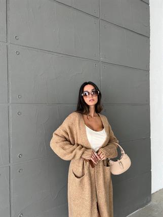 Stephenie İpek Kalın Hırka Camel - Sarı