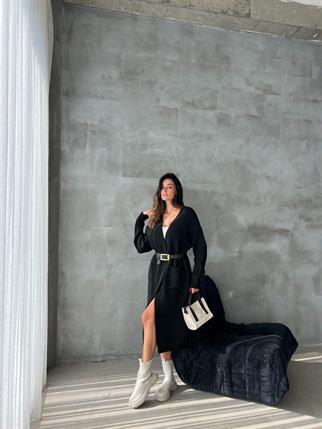 Stephenie İpek Kalın Hırka - Siyah