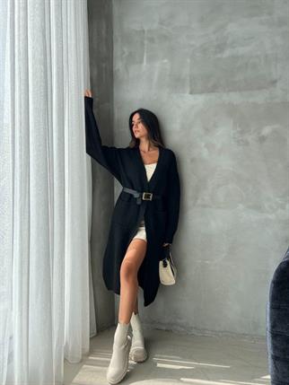 Stephenie İpek Kalın Hırka - Siyah