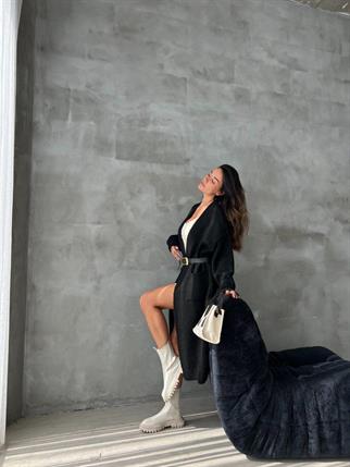 Stephenie İpek Kalın Hırka - Siyah