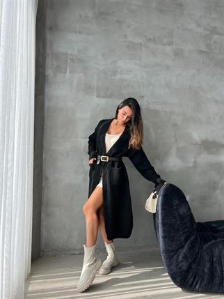 Stephenie İpek Kalın Hırka - Siyah