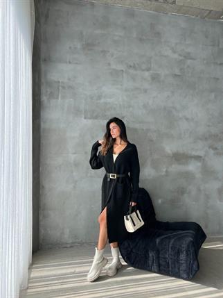 Stephenie İpek Kalın Hırka - Siyah