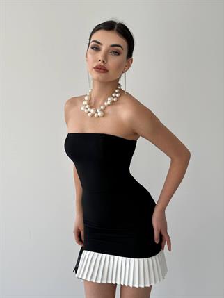 Straplez İnci Mini Elbise