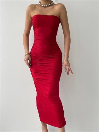 Straplez Uzun Sandy Elbise