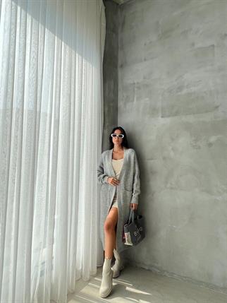 Strphanie İpek Kalın Hırka Gri