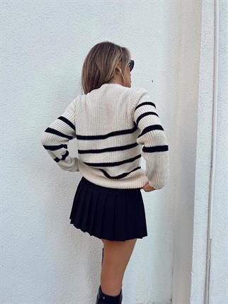 Susem Çizgili Kazak - Beyaz