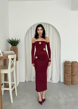 Tasarım Aksesuar Detaylı Sandy Straplez Yıldız Elbise