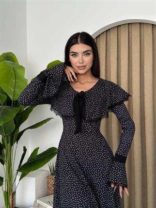 Tasarım Puantiyeli Kurdele Elbise