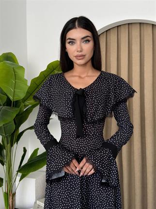 Tasarım Puantiyeli Kurdele Elbise