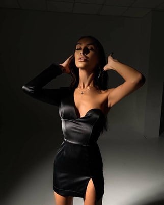 Tek Omuz Saten Elbise