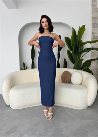 Tensel Straplez Uzun Elbise