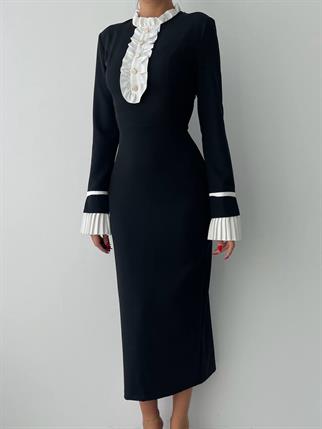 Tressa Pile Detay Uzun Elbise