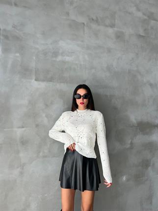 Trudey Sırt Detay Kazak - Beyaz