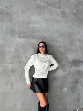 Trudey Sırt Detay Kazak - Beyaz