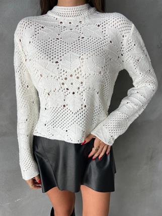 Trudey Sırt Detay Kazak - Beyaz