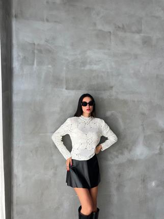 Trudey Sırt Detay Kazak - Beyaz