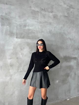 Trudey Sırt Detay Kazak - Siyah