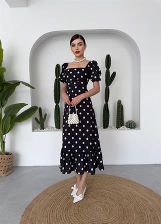 Puantyeli Eliza Midi Boy Elbise