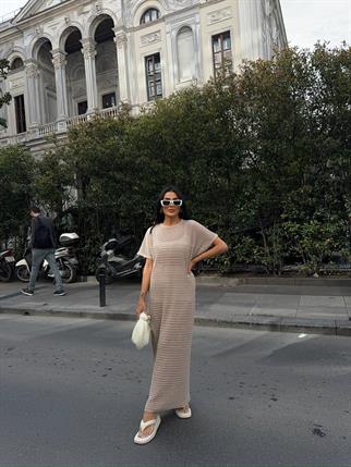 Uzun Astarlı Triko Elbise