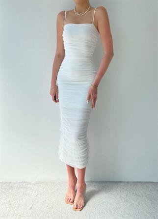 Valerie Askılı Midi Boy Tül Elbise 