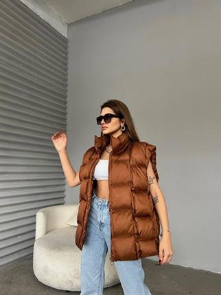 Yasmin Kahve Kolsuz Şişme Yelek 