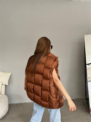 Yasmin Kahve Kolsuz Şişme Yelek 