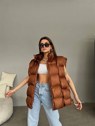 Yasmin Kahve Kolsuz Şişme Yelek 