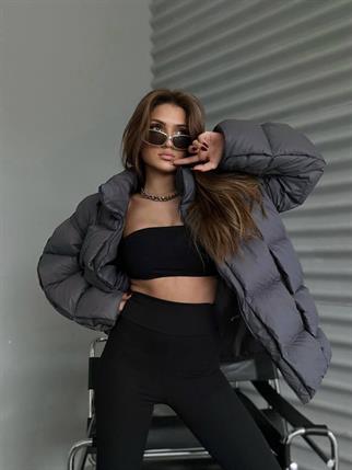 Yasmin Kısa Kapitone Gri Mont 