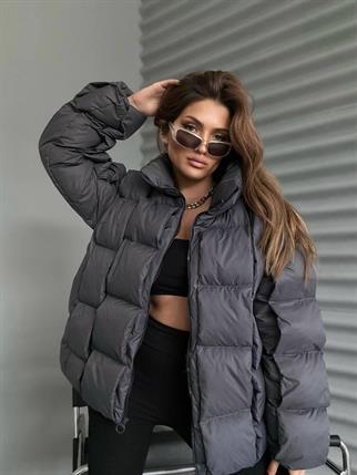 Yasmin Kısa Kapitone Gri Mont 