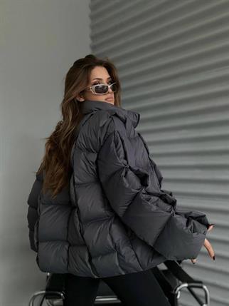 Yasmin Kısa Kapitone Gri Mont 