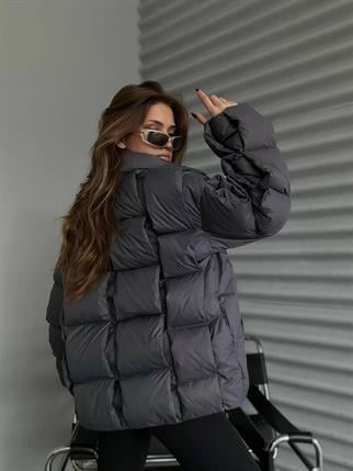 Yasmin Kısa Kapitone Gri Mont 