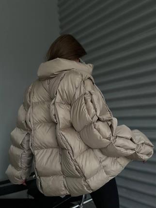 Yasmin Kısa Krem Kapitone Mont