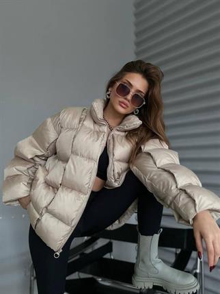 Yasmin Kısa Krem Kapitone Mont