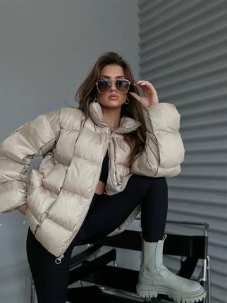 Yasmin Kısa Krem Kapitone Mont