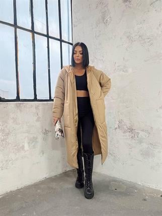 Yasmin Uzun Kahve Kapitone Mont