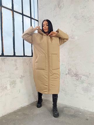 Yasmin Uzun Kahve Kapitone Mont