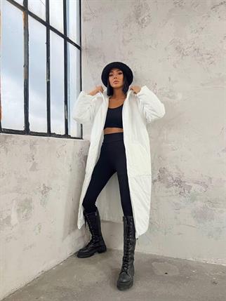 Yasmin Uzun Krem Kapitone Mont