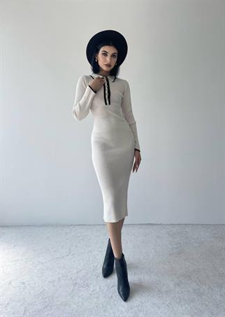 Yulia Triko Elbise - Krem