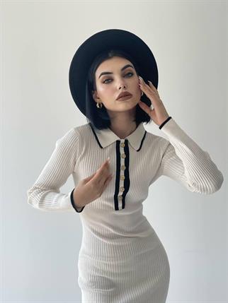 Yulia Triko Elbise - Krem