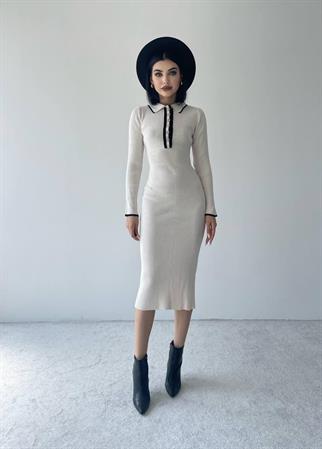 Yulia Triko Elbise - Krem