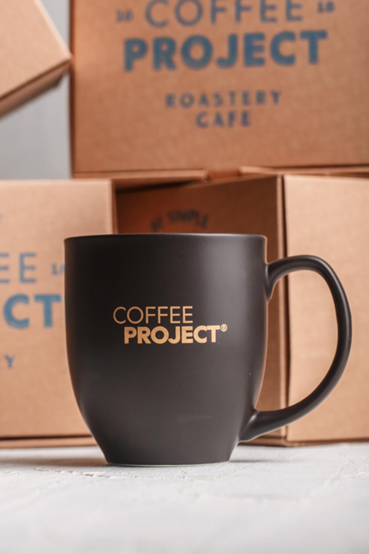 Premium Siyah Porselen Kupa Mug | Coffee Project Baskılı 400 ml