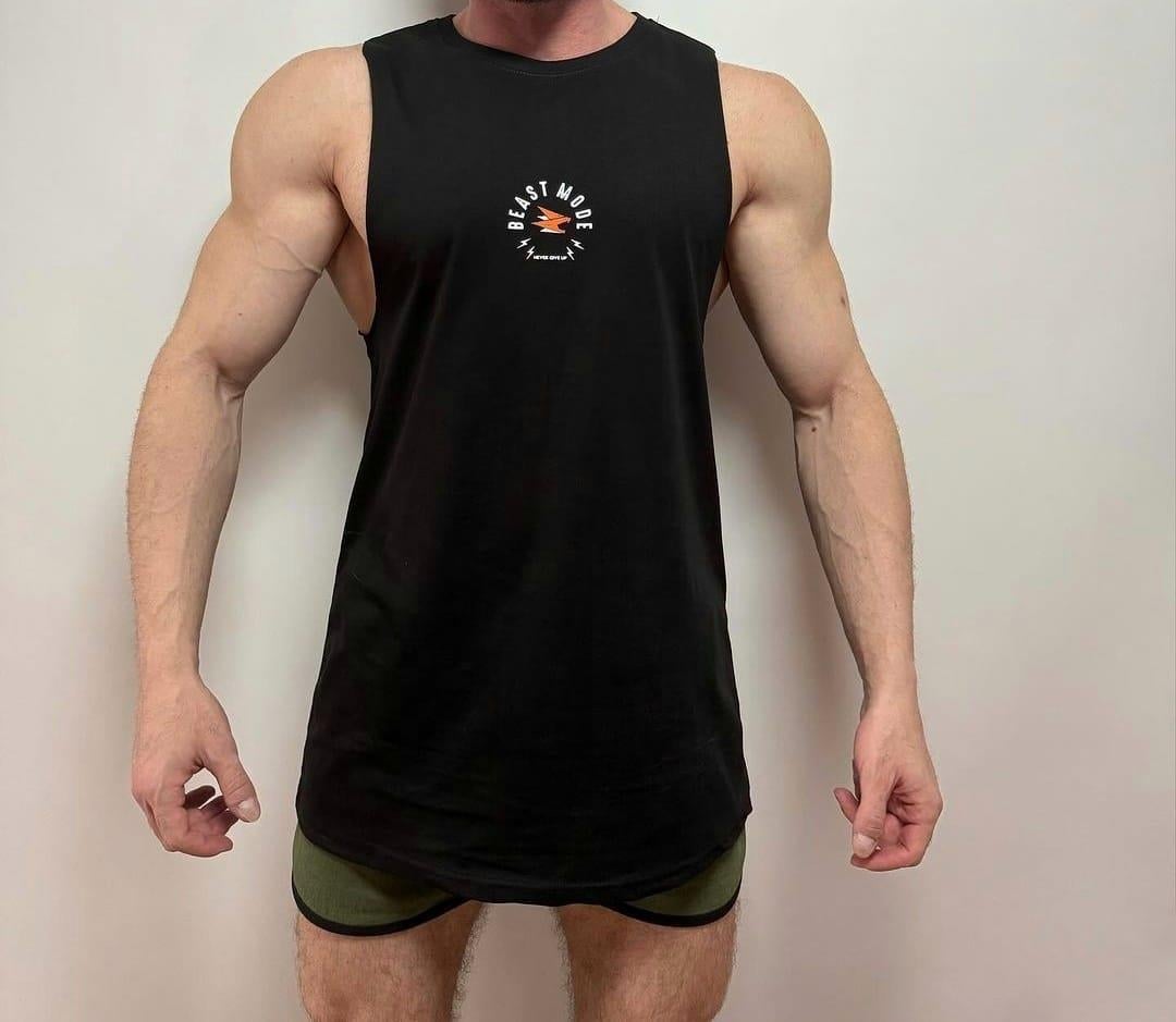 Beast Mode Erkek Sporcu Atlet Kolsuz Siyah
