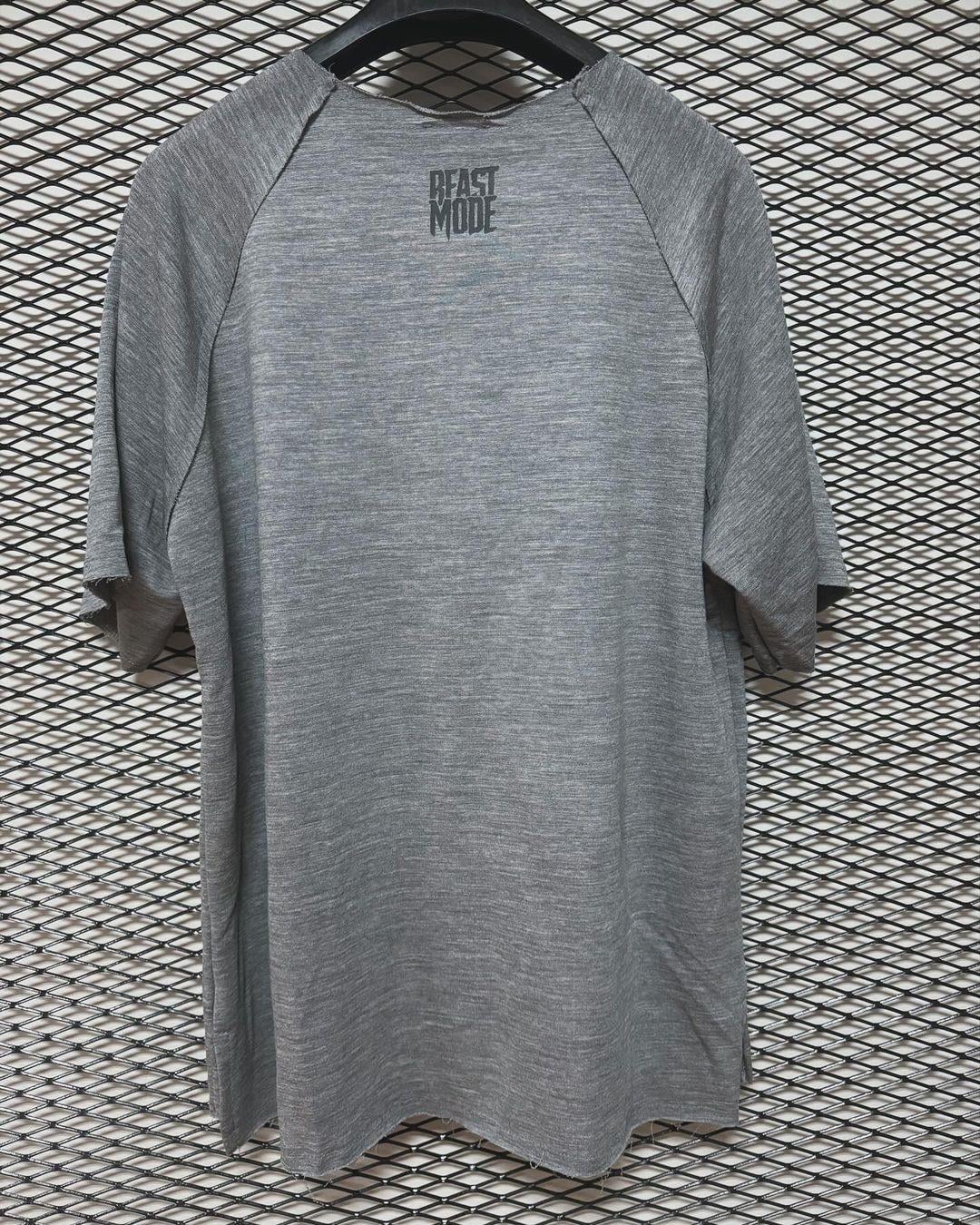 Beast Mode T-Shirt Reglan Kol Oversize Koyu Gri Kuru Kafa Baskılı